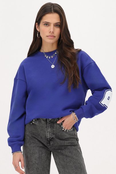 Blue oversized sweatshirt "Bonheur"