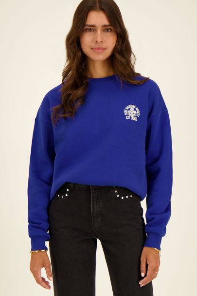 Blauer Sweater "rive gauche droite“