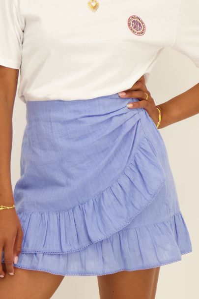  Blauwe rok met ruffles 