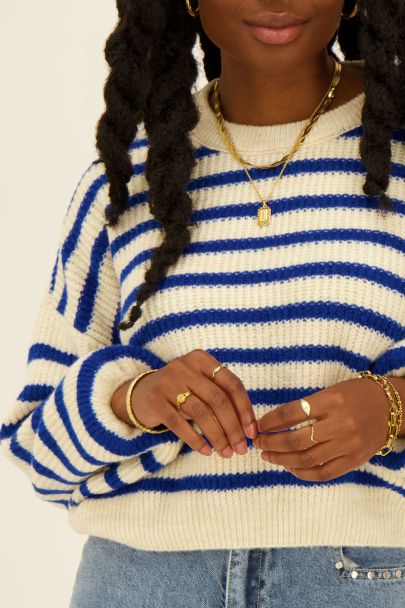 Blauw gestreepte trui oversized