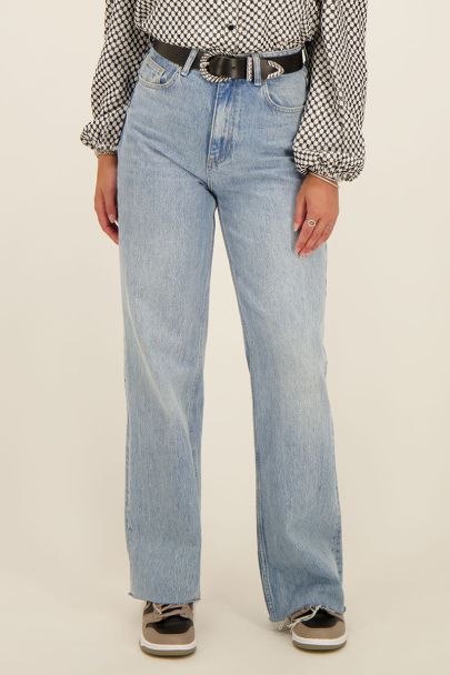 Blauwe wijdvallende jeans