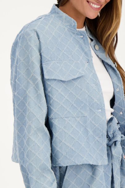 Blauw geweven spijker jacket