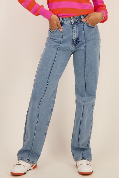 Blauwe pintuck jeans 