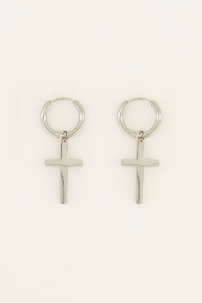 Bold Spirit hoop earrings with cross