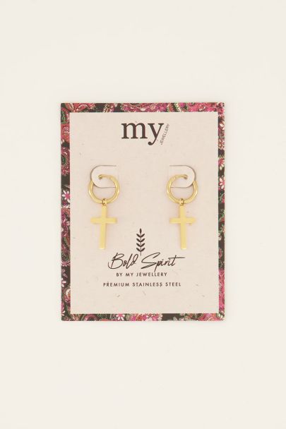 Bold Spirit hoop earrings with cross
