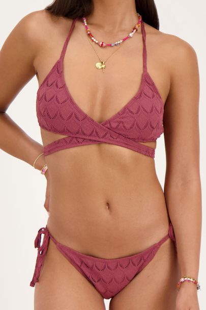 Bordeaux red wrap bikini top