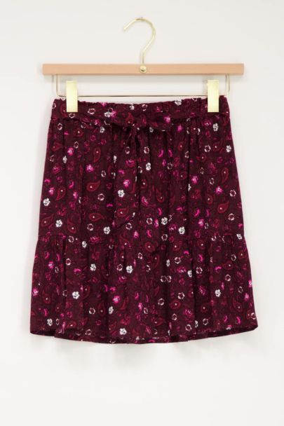 Bordeaux red skirt with paisley print