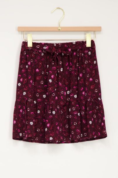 Bordeaux rode rok met paisley print