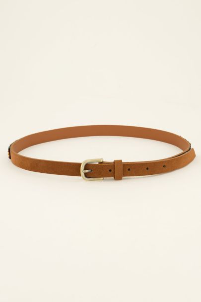 Brown belt with gold buckle