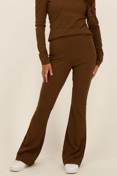 Brown checkered flared pants