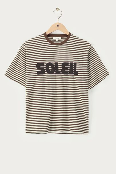 Bruin gestreept T-shirt "Soleil"