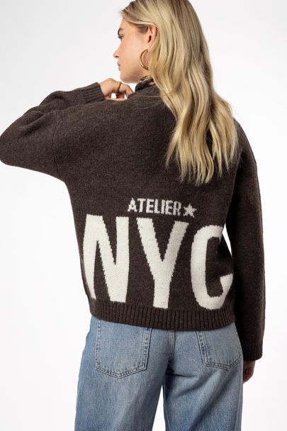 Brown sweater with back print "Atelier NYC"