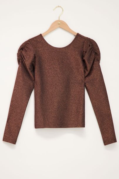 Brown glitter top with low cut back