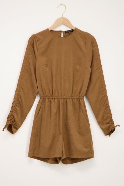 Brown drawstring playsuit