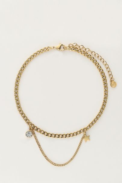 Chain link anklet with rhinestone & star | My Jewellery