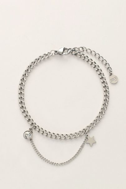 Bracelet à maillons avec strass et étoile 