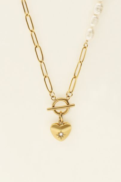 Chain necklace with pearls & heart | My Jewellery