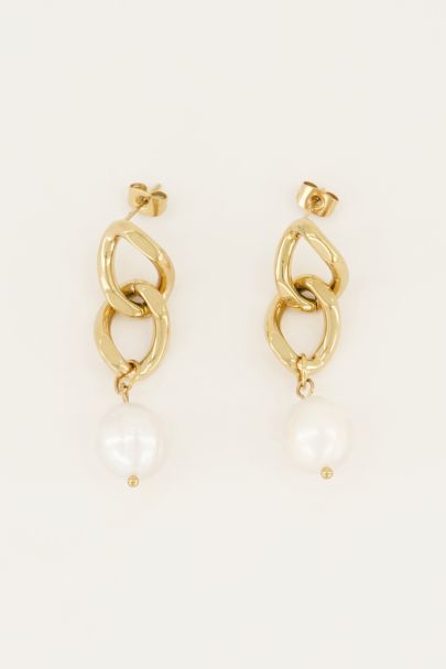 Earrings chain and pearl