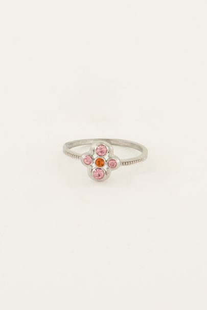 Cocktail cluster ring roze & oranje stenen | My Jewellery