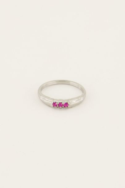 Cocktail ring met drie fuchsia stenen | My Jewellery