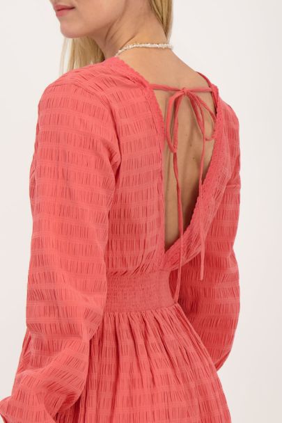 Coral dress with v-neck