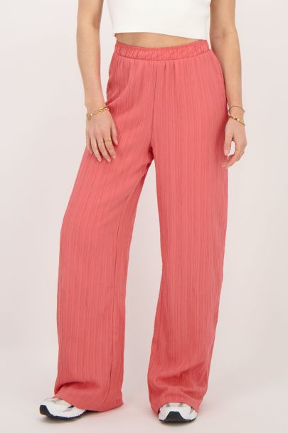 Coral wide leg crinkle trousers