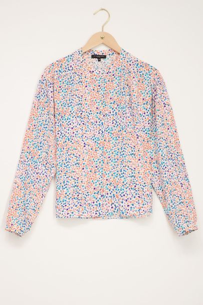 Crème blouse met gekleurde bloemenprint