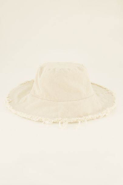 Cream bucket hat with frayed rim  | My Jewellery