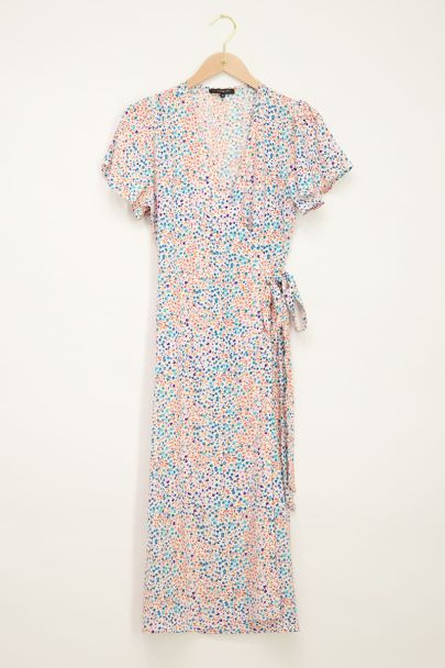 Cream midi dress with multicoloured floral print