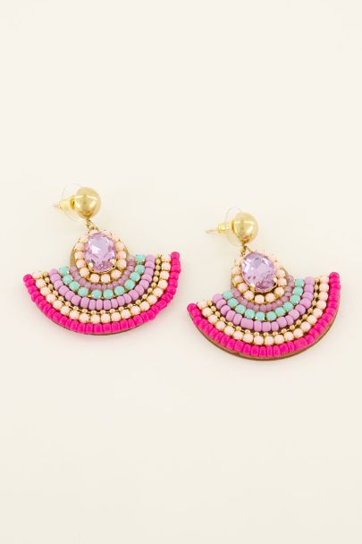 Crescent statement earrings with rhinestones | My Jewellery