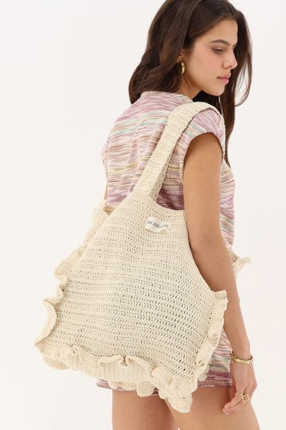 Crochet shopper beige 