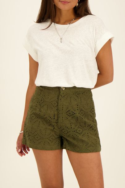 Donkergroene short met crochet