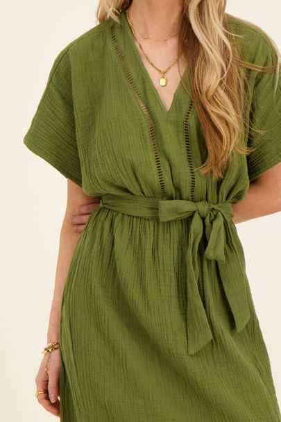 Robe maxi verte foncée en mousseline