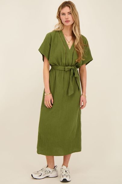 Robe maxi verte foncée en mousseline