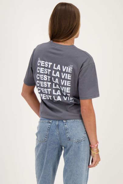 Dunkelgraues T-Shirt "C'est la vie"