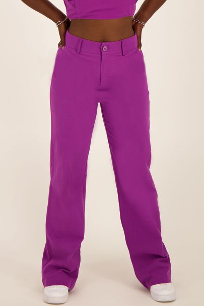 Purple linen look trousers