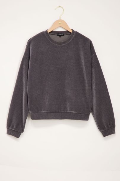 Dark gray sweater with corduroy