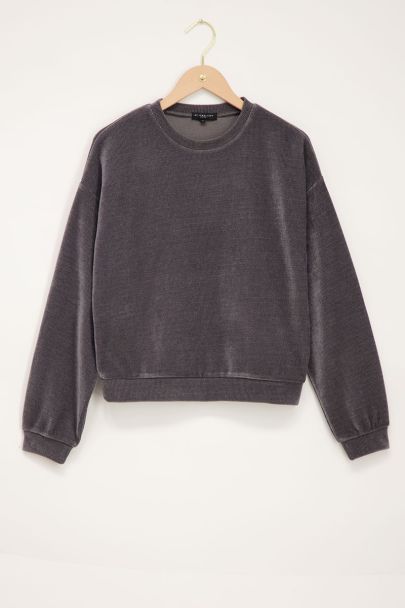 Donkergrijze sweater met corduroy