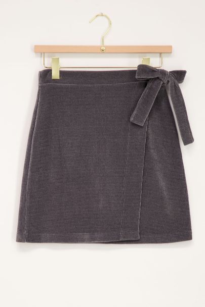 Dark gray wraparound corduroy skirt