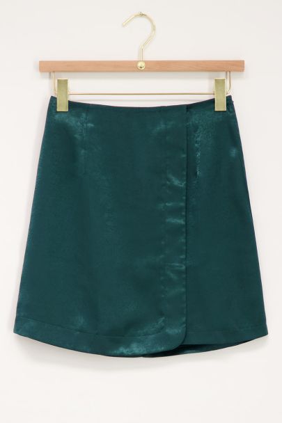 Dark green satin look skirt