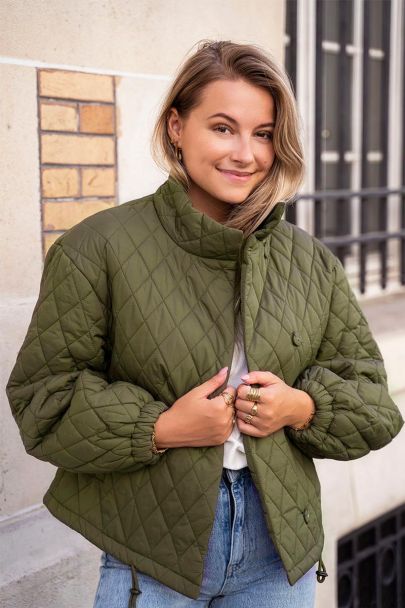Dark green puffer jacket