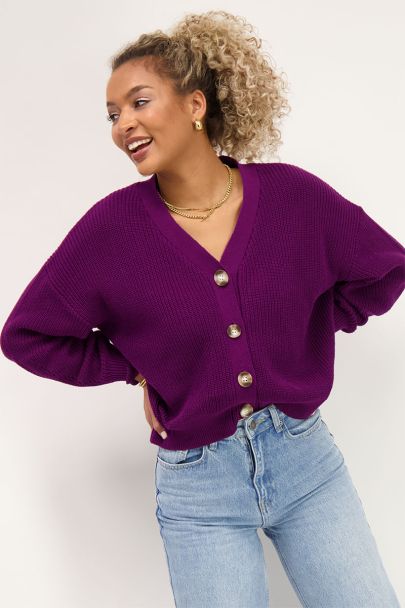 Dark purple knitted cardigan