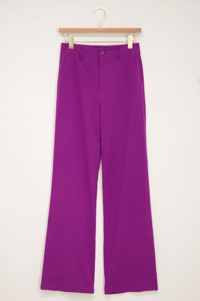 Purple linen look trousers