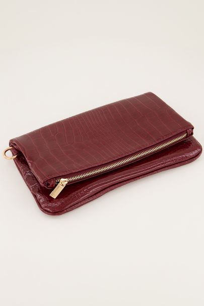 Sac à bandoulière rouge foncé avec fermeture éclair dorée | My Jewellery