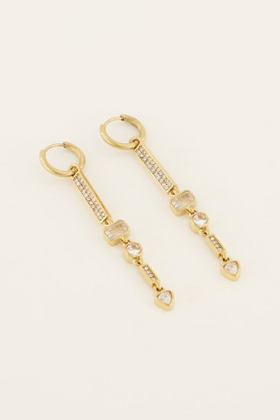 Rhinestone hoop earrings with charms