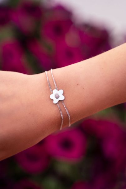 Blooming double bracelet with Rose Quartz stone