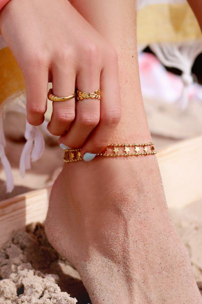 Anklet with double medallions & stars