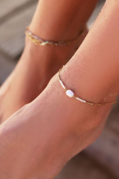 Anklet with beads & pearls 