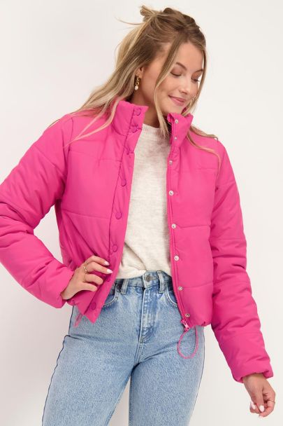 Bright pink puffer jacket