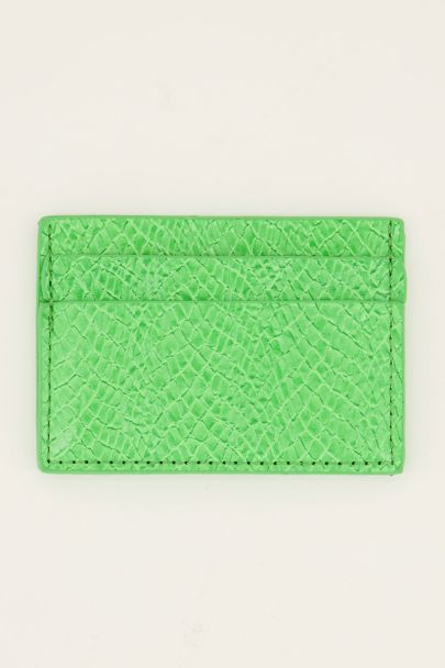 Bright green crocodile print card holder | My Jewellery